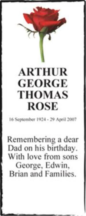 ARTHUR GEORGE THOMAS ROSE