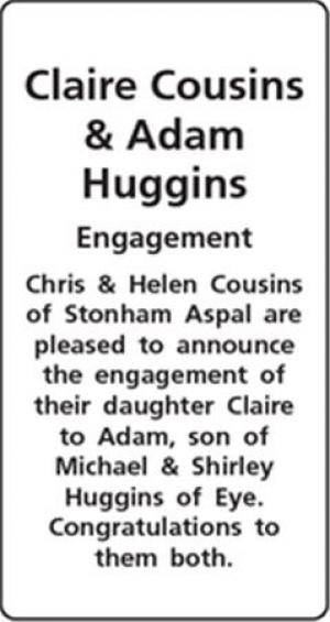 Claire Cousins - Adam Huggins